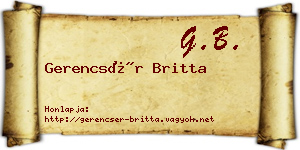 Gerencsér Britta névjegykártya